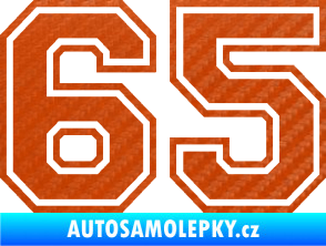 Samolepka Startovní číslo 65 typ 4 3D karbon oranžový