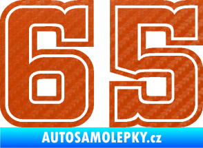 Samolepka Startovní číslo 65 typ 5 3D karbon oranžový