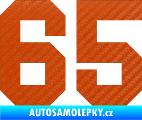 Samolepka Startovní číslo 65 3D karbon oranžový