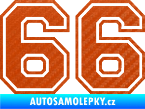 Samolepka Startovní číslo 66 typ 4 3D karbon oranžový