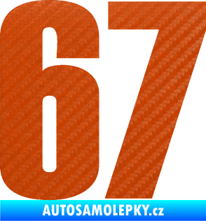 Samolepka Startovní číslo 67 typ 2      3D karbon oranžový