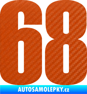Samolepka Startovní číslo 68 typ 2       3D karbon oranžový