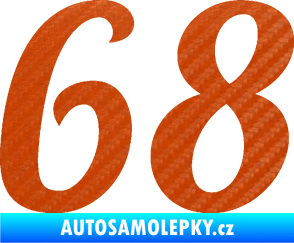 Samolepka Startovní číslo 68 typ 3 3D karbon oranžový