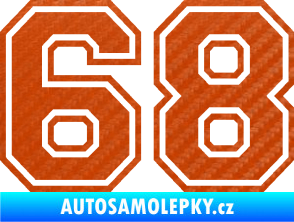 Samolepka Startovní číslo 68 typ 4 3D karbon oranžový