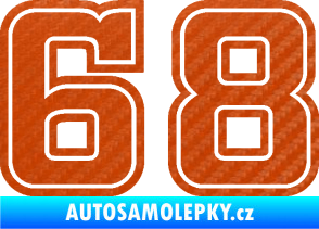 Samolepka Startovní číslo 68 typ 5 3D karbon oranžový