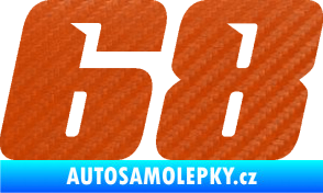Samolepka Startovní číslo 68 typ 6 3D karbon oranžový