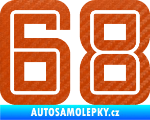 Samolepka Startovní číslo 68 typ 7 3D karbon oranžový