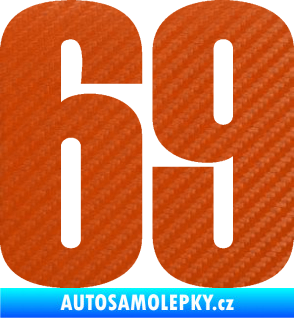 Samolepka Startovní číslo 69 typ 2        3D karbon oranžový