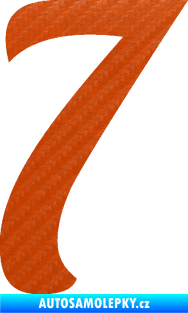 Samolepka Startovní číslo 7 typ 3 3D karbon oranžový
