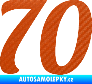 Samolepka Startovní číslo 70 typ 3  3D karbon oranžový