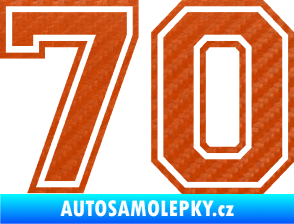 Samolepka Startovní číslo 70 typ 4 3D karbon oranžový