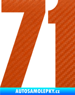 Samolepka Startovní číslo 71 typ 2  3D karbon oranžový