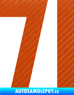 Samolepka Startovní číslo 71 3D karbon oranžový