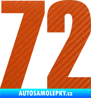 Samolepka Startovní číslo 72 typ 2   3D karbon oranžový