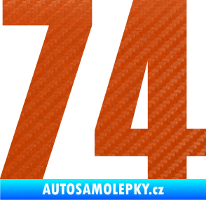 Samolepka Startovní číslo 74 typ 2     3D karbon oranžový