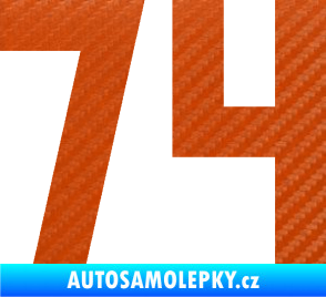Samolepka Startovní číslo 74 3D karbon oranžový