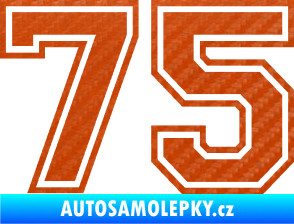 Samolepka Startovní číslo 75 typ 4 3D karbon oranžový
