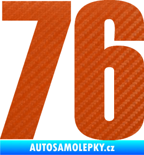Samolepka Startovní číslo 76 typ 2       3D karbon oranžový