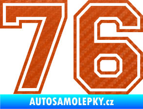 Samolepka Startovní číslo 76 typ 4 3D karbon oranžový