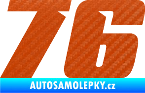 Samolepka Startovní číslo 76 typ 6 3D karbon oranžový