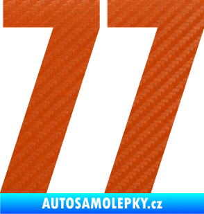 Samolepka Startovní číslo 77 typ 2        3D karbon oranžový