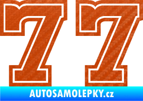 Samolepka Startovní číslo 77 typ 5 3D karbon oranžový