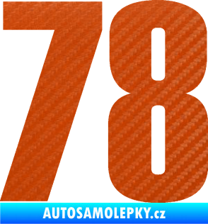 Samolepka Startovní číslo 78 typ 2         3D karbon oranžový