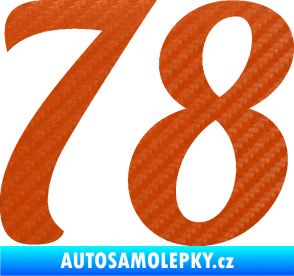 Samolepka Startovní číslo 78 typ 3   3D karbon oranžový