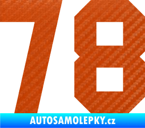 Samolepka Startovní číslo 78 3D karbon oranžový