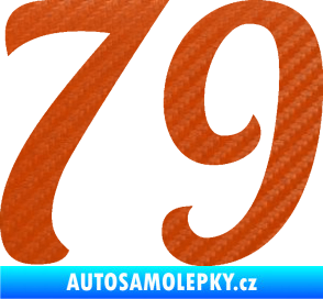 Samolepka Startovní číslo 79 typ 3   3D karbon oranžový
