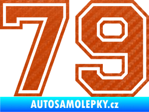 Samolepka Startovní číslo 79 typ 4 3D karbon oranžový