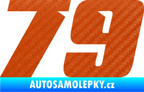 Samolepka Startovní číslo 79 typ 6 3D karbon oranžový