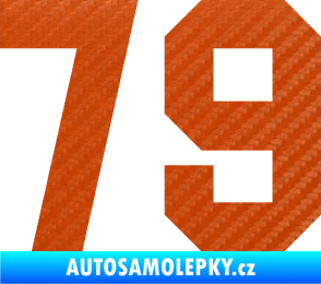 Samolepka Startovní číslo 79 3D karbon oranžový