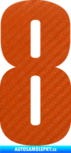 Samolepka Startovní číslo 8 typ 2      3D karbon oranžový