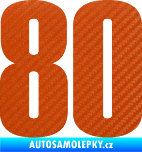 Samolepka Startovní číslo 80 typ 2           3D karbon oranžový