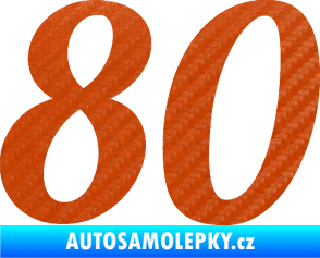 Samolepka Startovní číslo 80 typ 3   3D karbon oranžový