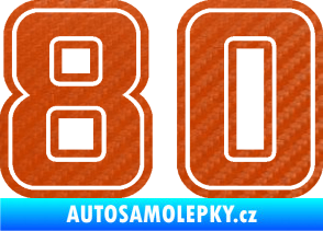 Samolepka Startovní číslo 80 typ 5 3D karbon oranžový