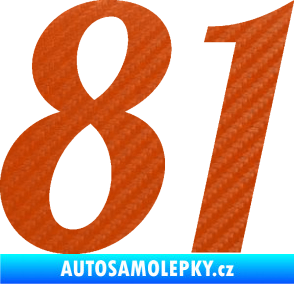 Samolepka Startovní číslo 81 typ 3   3D karbon oranžový