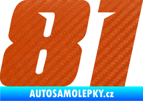 Samolepka Startovní číslo 81 typ 6 3D karbon oranžový