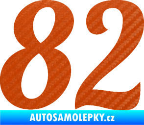 Samolepka Startovní číslo 82 typ 3   3D karbon oranžový