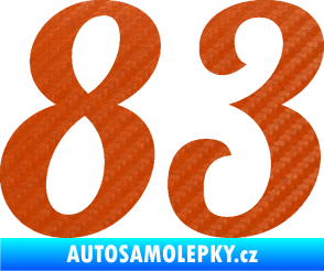 Samolepka Startovní číslo 83 typ 3   3D karbon oranžový