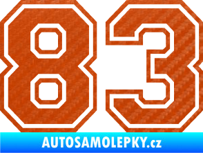 Samolepka Startovní číslo 83 typ 4 3D karbon oranžový