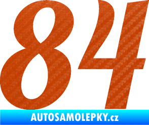 Samolepka Startovní číslo 84 typ 3  3D karbon oranžový