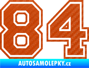 Samolepka Startovní číslo 84 typ 4 3D karbon oranžový