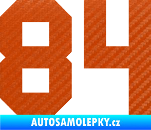 Samolepka Startovní číslo 84 3D karbon oranžový