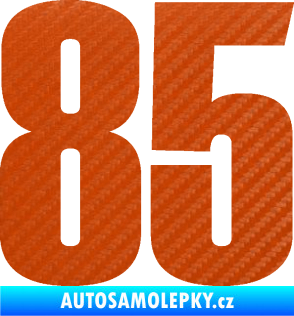 Samolepka Startovní číslo 85 typ 2     3D karbon oranžový