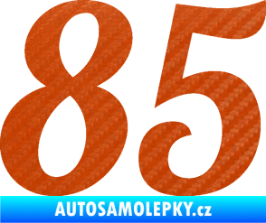 Samolepka Startovní číslo 85 typ 3   3D karbon oranžový