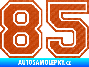 Samolepka Startovní číslo 85 typ 4 3D karbon oranžový