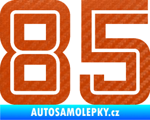 Samolepka Startovní číslo 85 typ 7 3D karbon oranžový