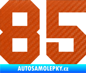 Samolepka Startovní číslo 85 3D karbon oranžový